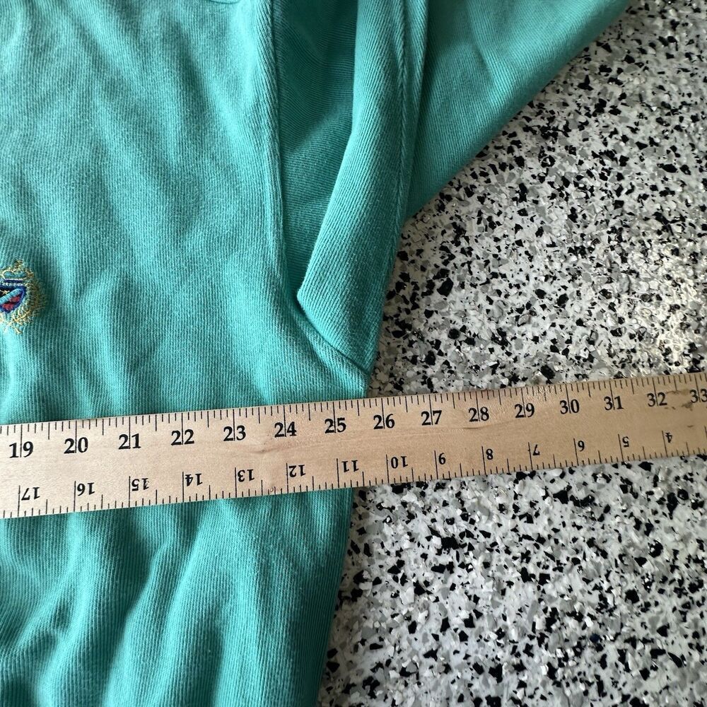 Vintage Jantzen Sweatshirt Mens XL Teal Crest Logo Made in USA Embroidery 90's - Picture 2 of 8